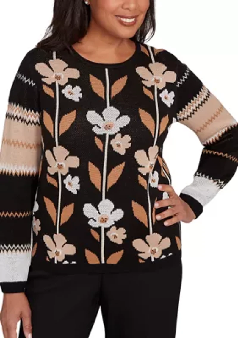 Women's  Classics Vertical Flowers Sweater