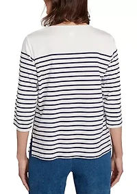 Women's  Classics Sunflowers Yoke Stripe Top