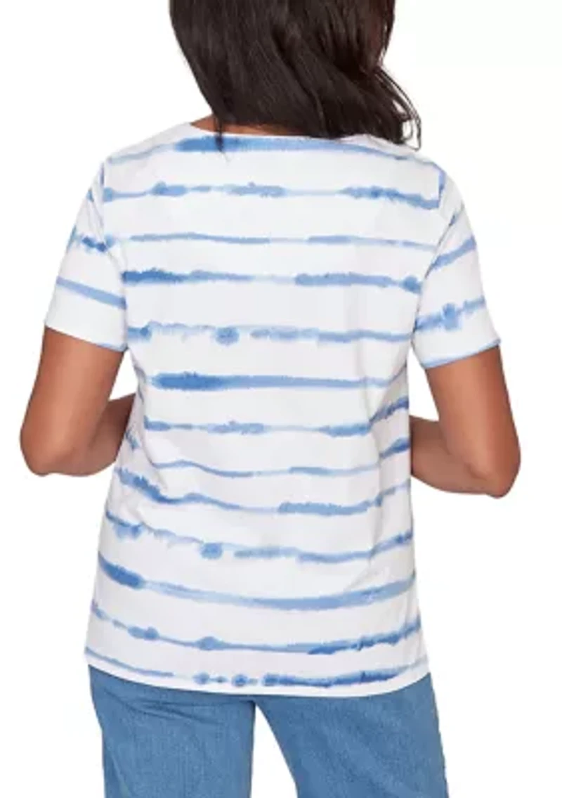 Women's Floral Stripe Knit T-Shirt