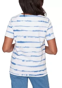 Women's Floral Stripe Knit T-Shirt
