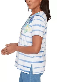 Women's Floral Stripe Knit T-Shirt