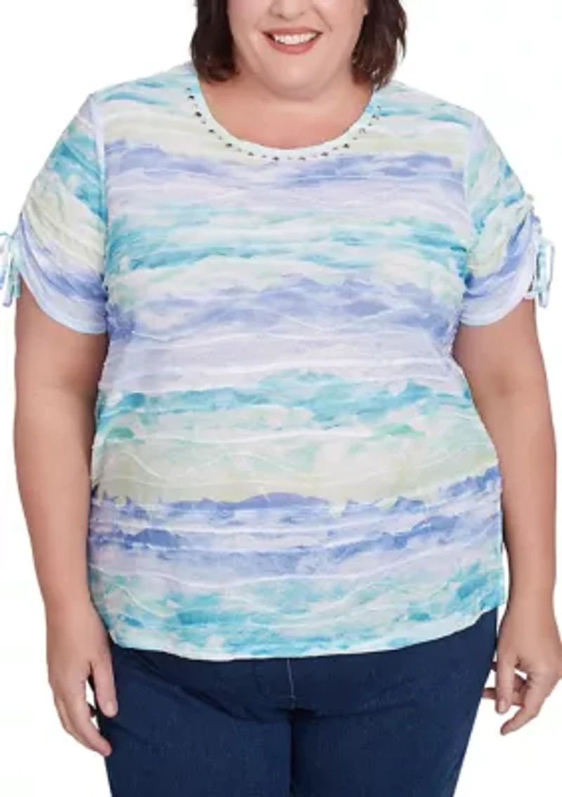 Plus Key Items Watercolor Biadere Top