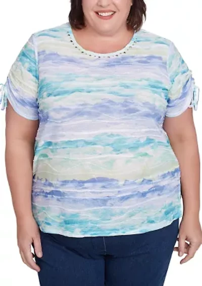 Plus Key Items Watercolor Biadere Top