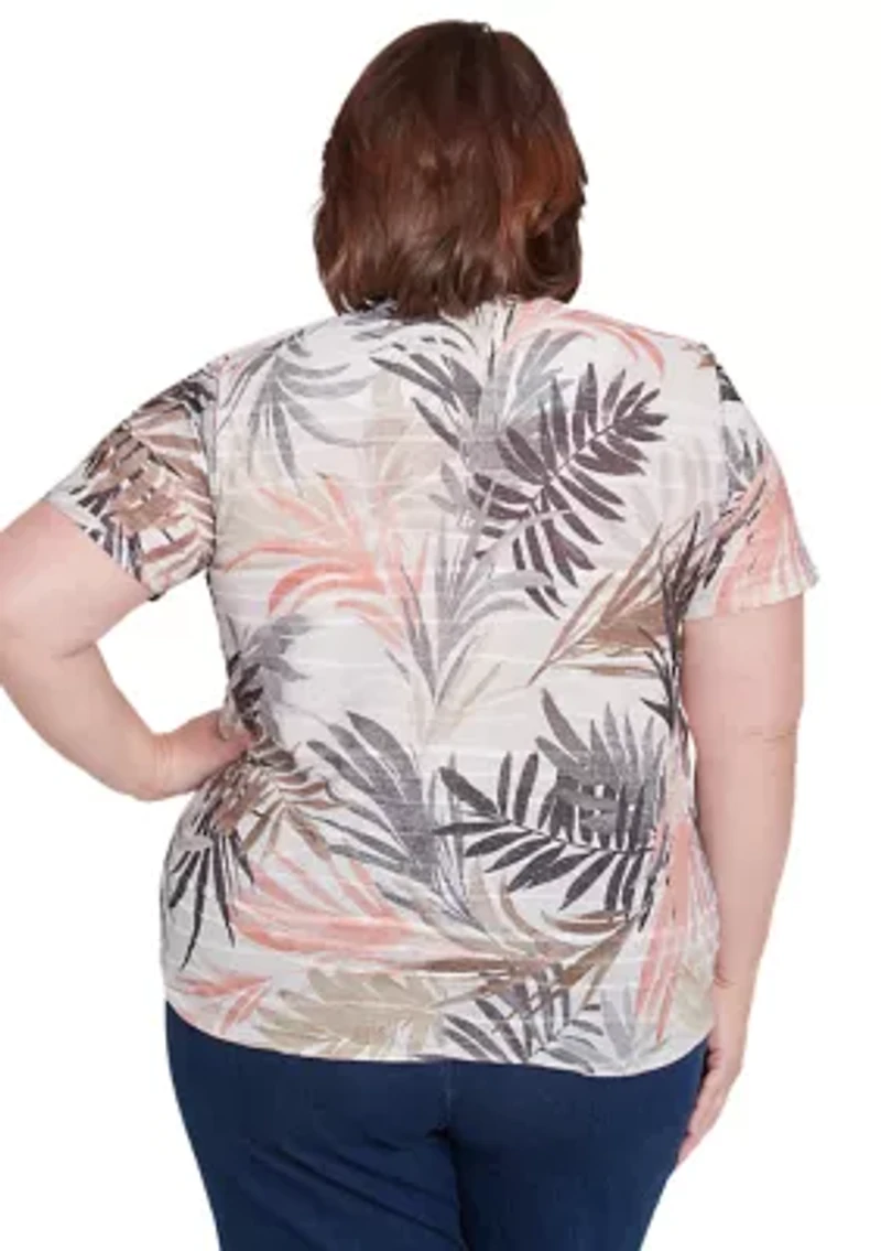 Plus Key Palm Leaves Printed Top