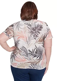 Plus Key Palm Leaves Printed Top