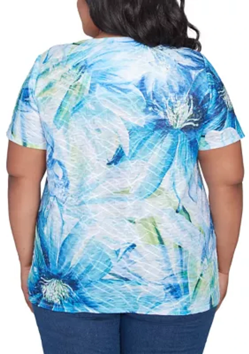 Plus Key Items Drama Floral Top