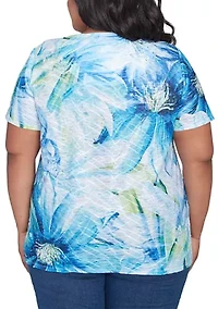 Plus Key Items Drama Floral Top