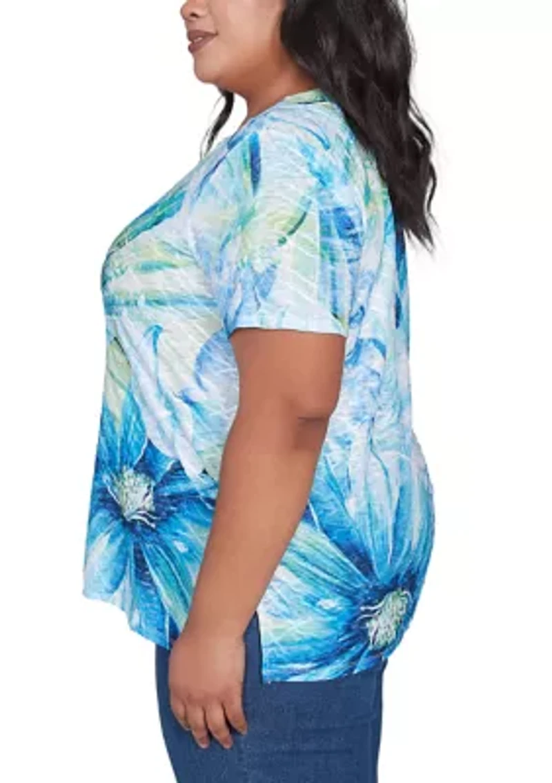 Plus Key Items Drama Floral Top