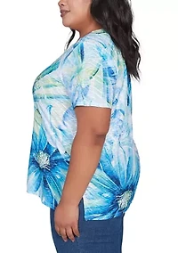 Plus Key Items Drama Floral Top
