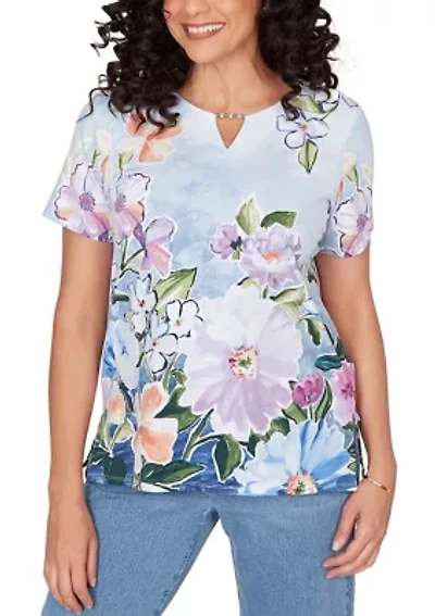 Petite Key Items Watercolor Floral Top