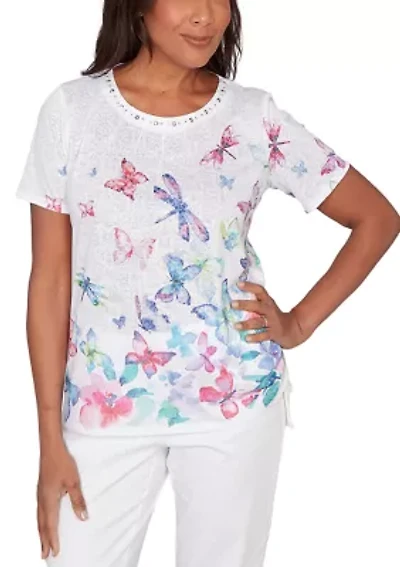 Petite Short Sleeve Butterfly Shirt