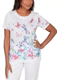 Petite Short Sleeve Butterfly Shirt