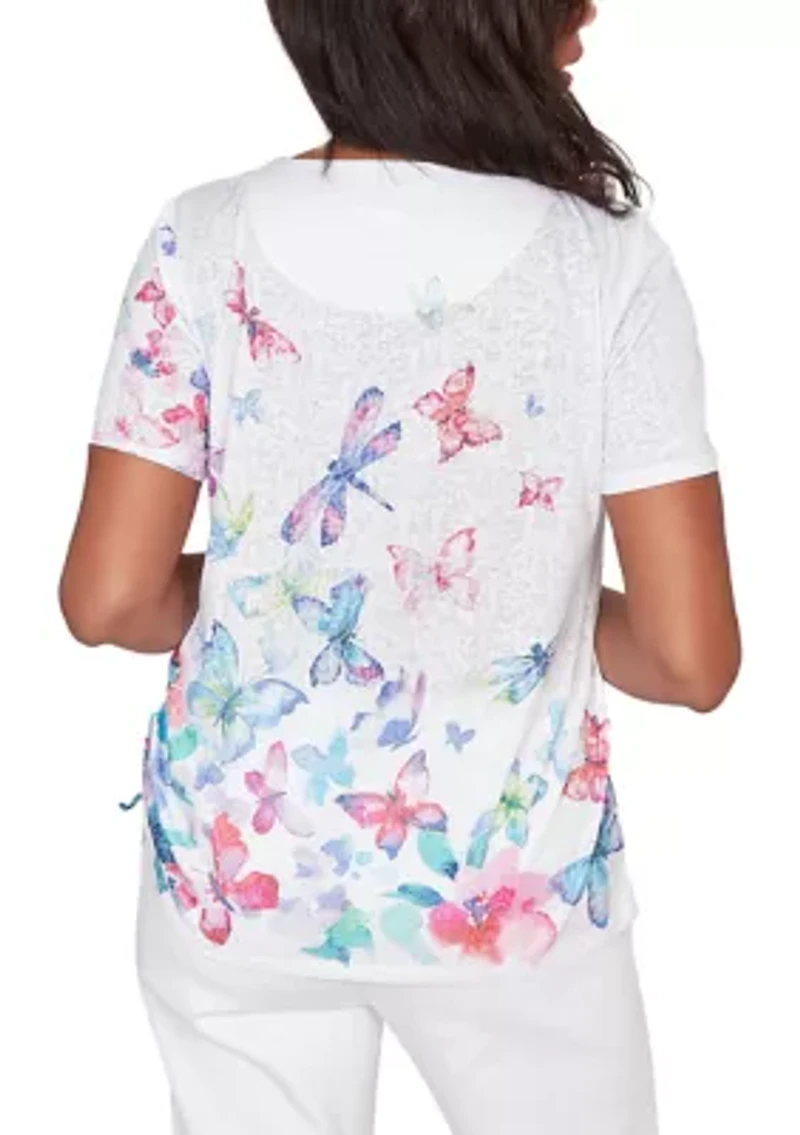 Petite Short Sleeve Butterfly Shirt