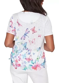 Petite Short Sleeve Butterfly Shirt