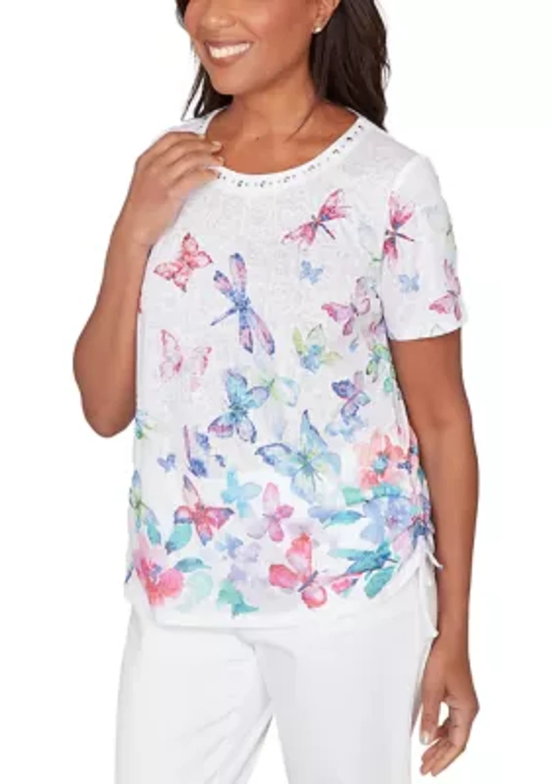 Petite Short Sleeve Butterfly Shirt