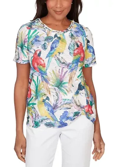 Petite Key Items Tropical Birds T-Shirt