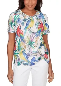 Petite Key Items Tropical Birds T-Shirt