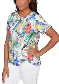 Petite Key Items Tropical Birds T-Shirt