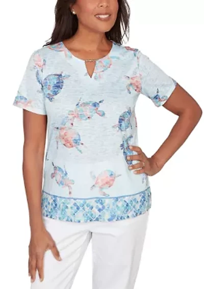 Petite Short Sleeve Mosaic Shirt