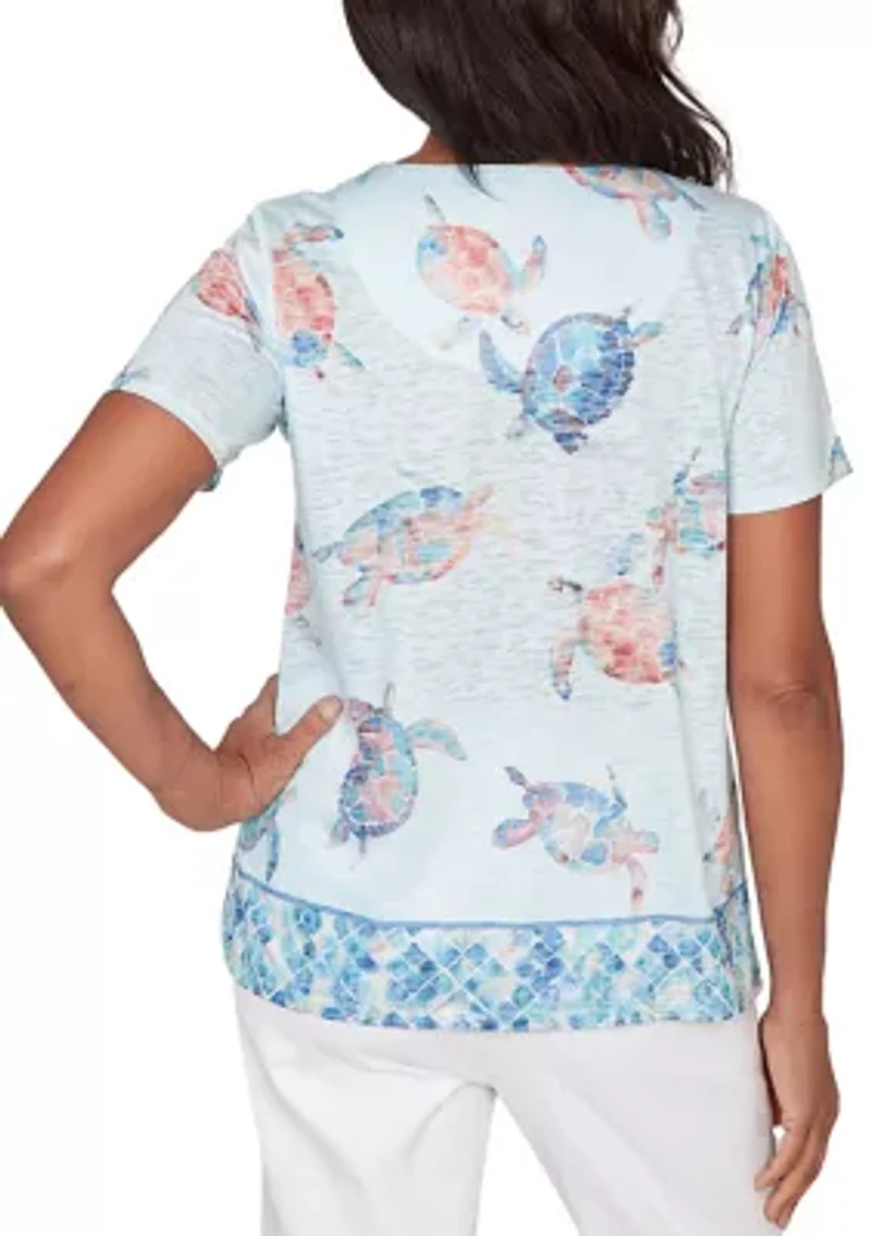 Petite Short Sleeve Mosaic Shirt