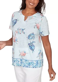 Petite Short Sleeve Mosaic Shirt