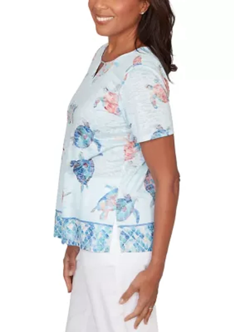 Petite Short Sleeve Mosaic Shirt