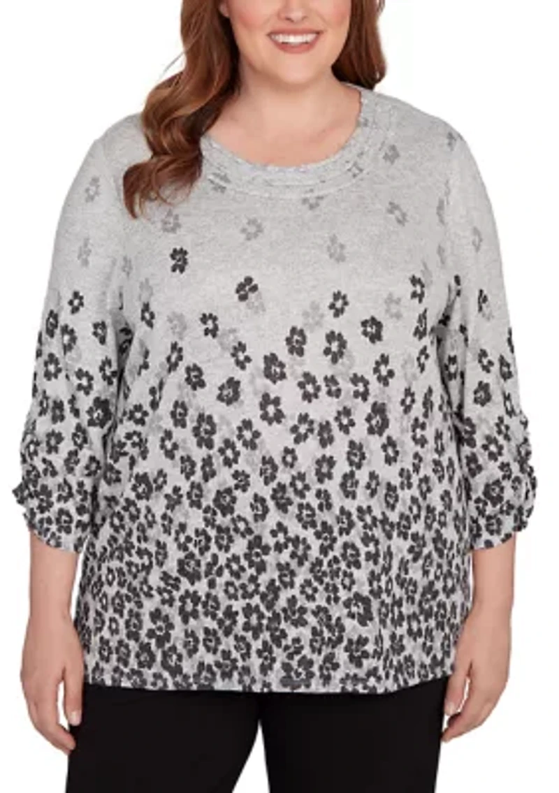 Plus Classics Floral Border Top