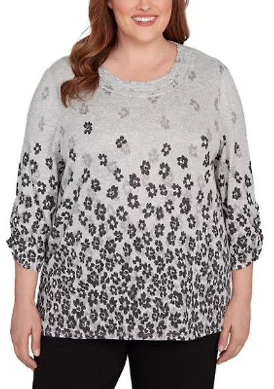 Plus Classics Floral Border Top