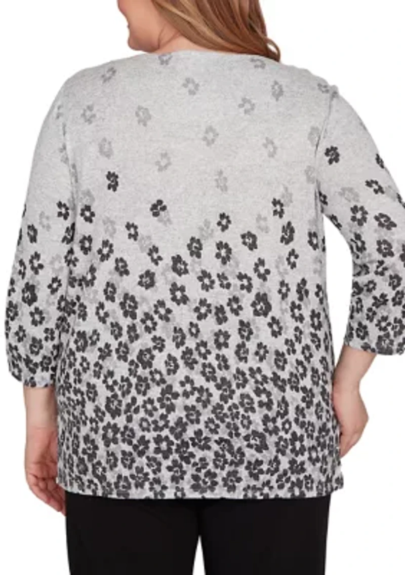 Plus Classics Floral Border Top