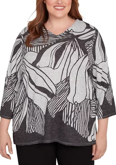 Plus Classics Stripe Floral Top