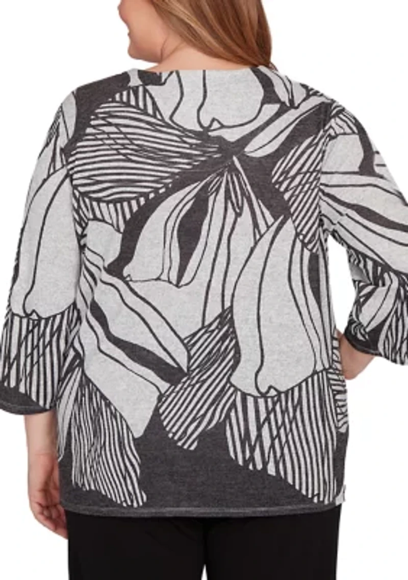 Plus Classics Stripe Floral Top