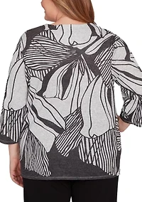 Plus Classics Stripe Floral Top