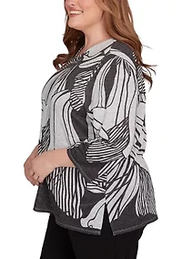 Plus Classics Stripe Floral Top