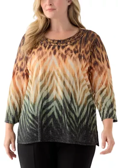 Plus Ombre Animal Knit Top