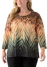 Plus Ombre Animal Knit Top
