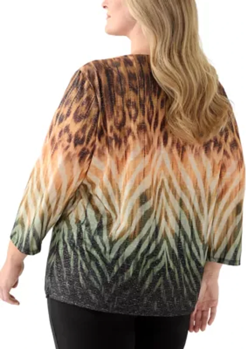 Plus Ombre Animal Knit Top