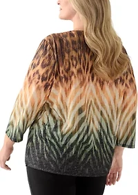 Plus Ombre Animal Knit Top