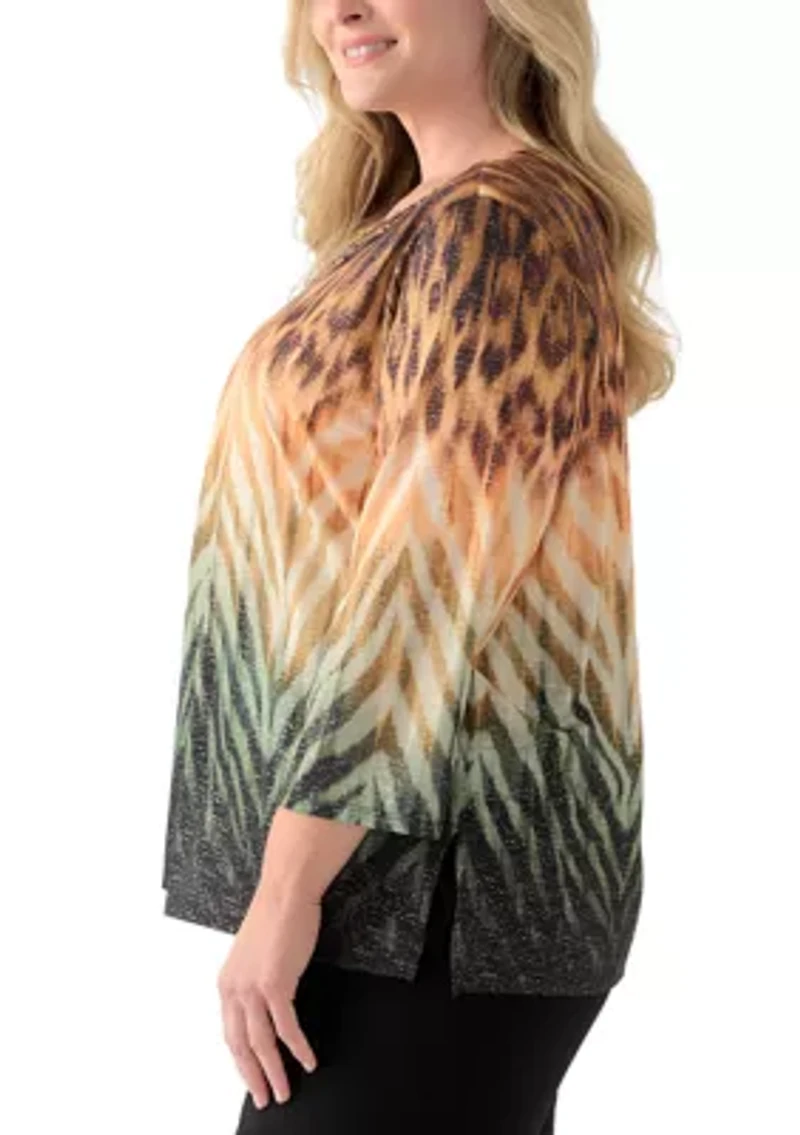 Plus Ombre Animal Knit Top