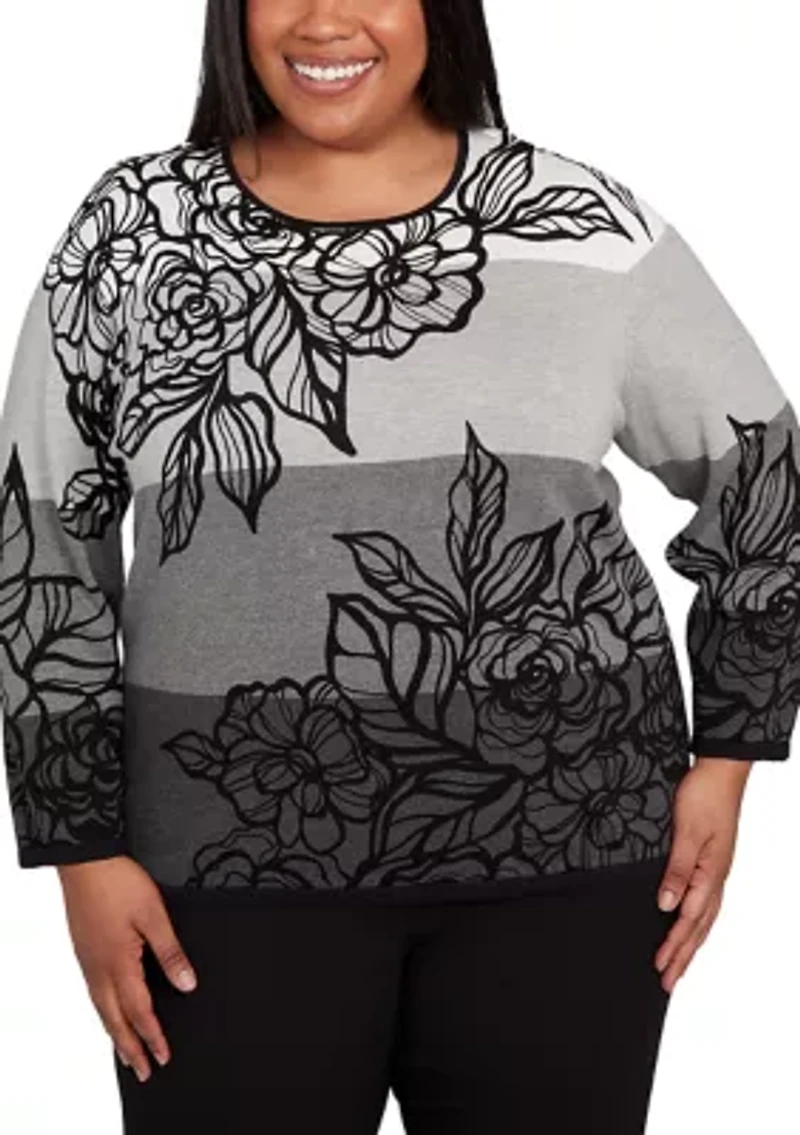 Plus Ombre Floral Sweater
