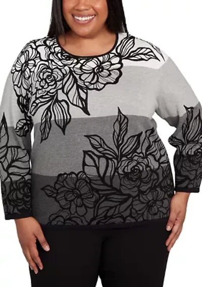 Plus Ombre Floral Sweater