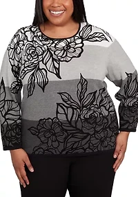 Plus Ombre Floral Sweater