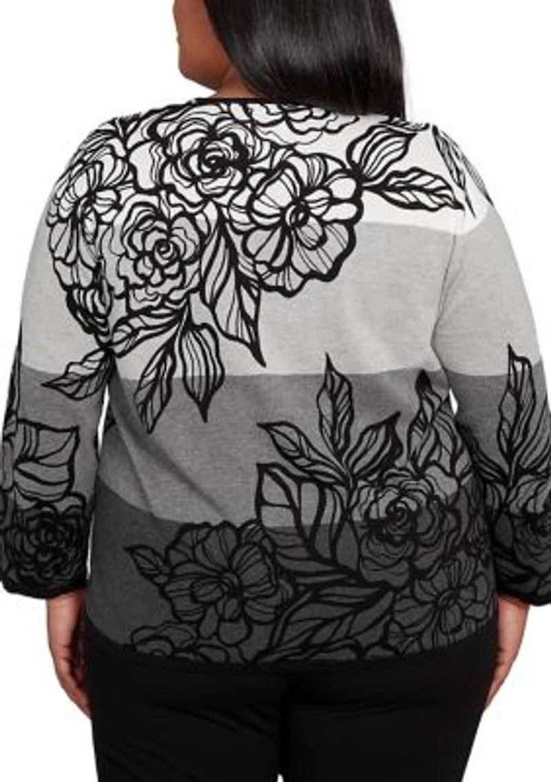 Plus Ombre Floral Sweater