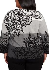 Plus Ombre Floral Sweater