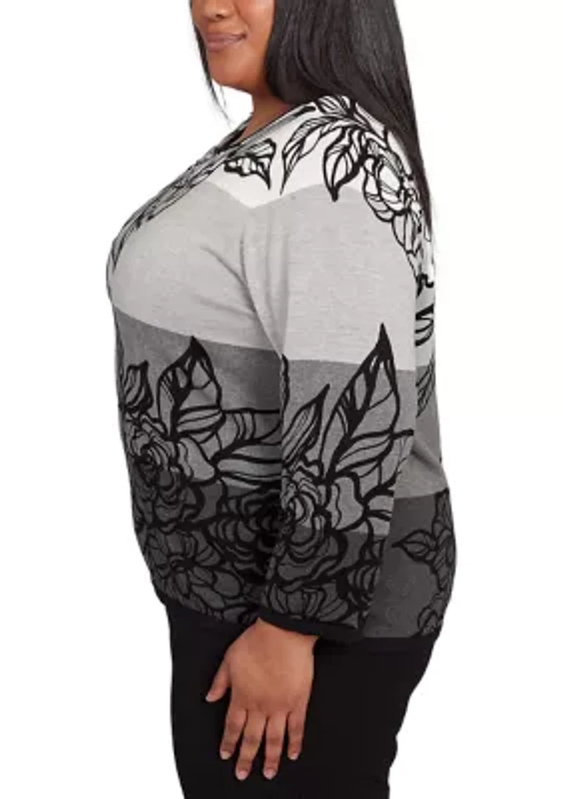 Plus Ombre Floral Sweater