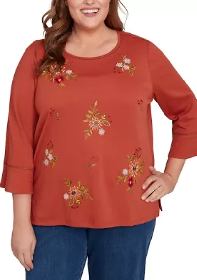 Plus Classics Tossed Flowers Top