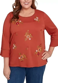 Plus Classics Tossed Flowers Top