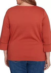Plus Classics Tossed Flowers Top