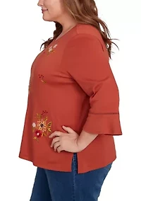 Plus Classics Tossed Flowers Top