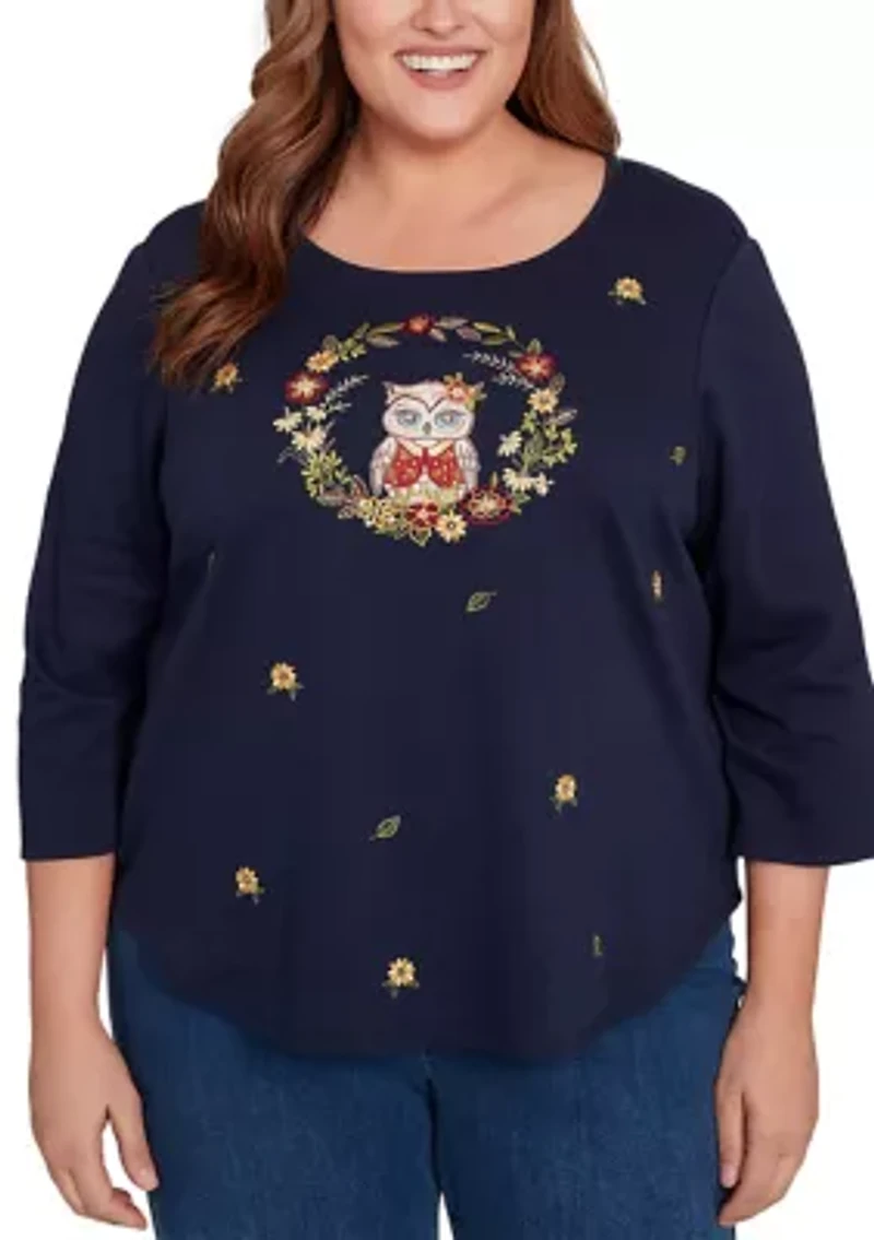 Plus Classics Owl Wreath Top
