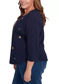 Plus Classics Owl Wreath Top